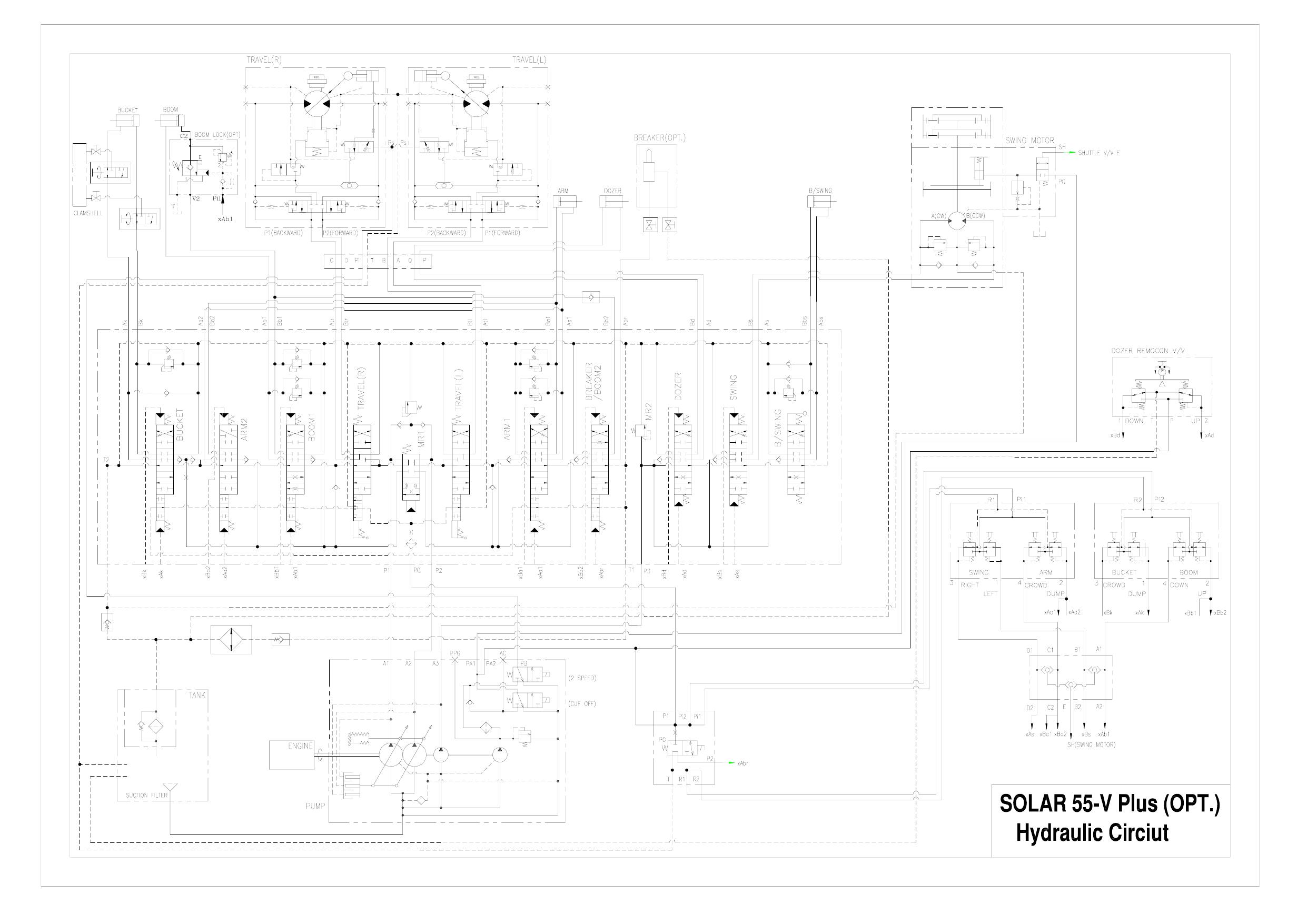 S55V PLUS Hydraulic Circuit Diagram Schematic Daewoo Doosan HYD(STD33760~)